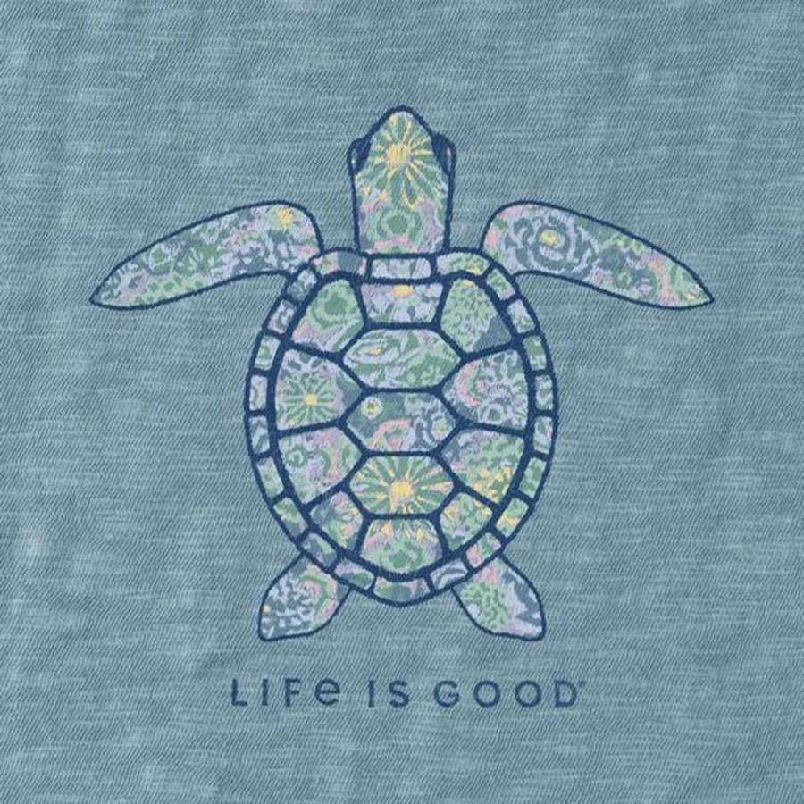 Women Life is Good Active & Slub Tops | Women'S Joy Turtle Textured Slub Tank Smoky Blue