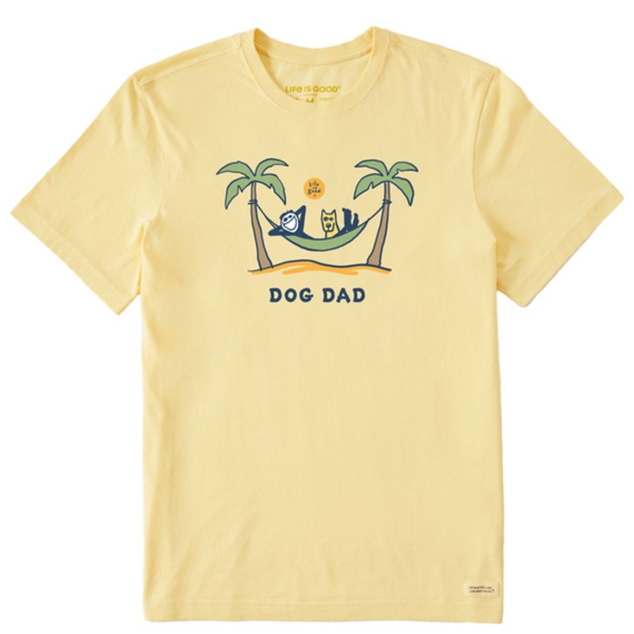 Men Life is Good Graphic Tees | Men'S Vintage Dog Dad Jake & Rocket Hammock Crusher Tee Sandy Yellow