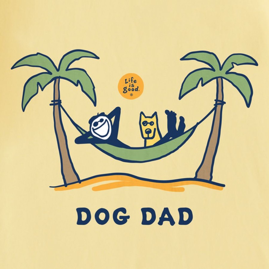 Men Life is Good Graphic Tees | Men'S Vintage Dog Dad Jake & Rocket Hammock Crusher Tee Sandy Yellow