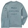 Men Life is Good Sweatshirts & Hoodies | Men'S Quirky Make Every Day Count Simply True Fleece Crew Smoky Blue