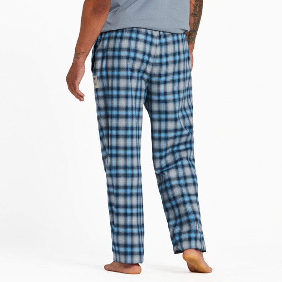 Men Life is Good Lounge & Sleepwear | Men'S Plaid Classic Sleep Pant Stone Blue