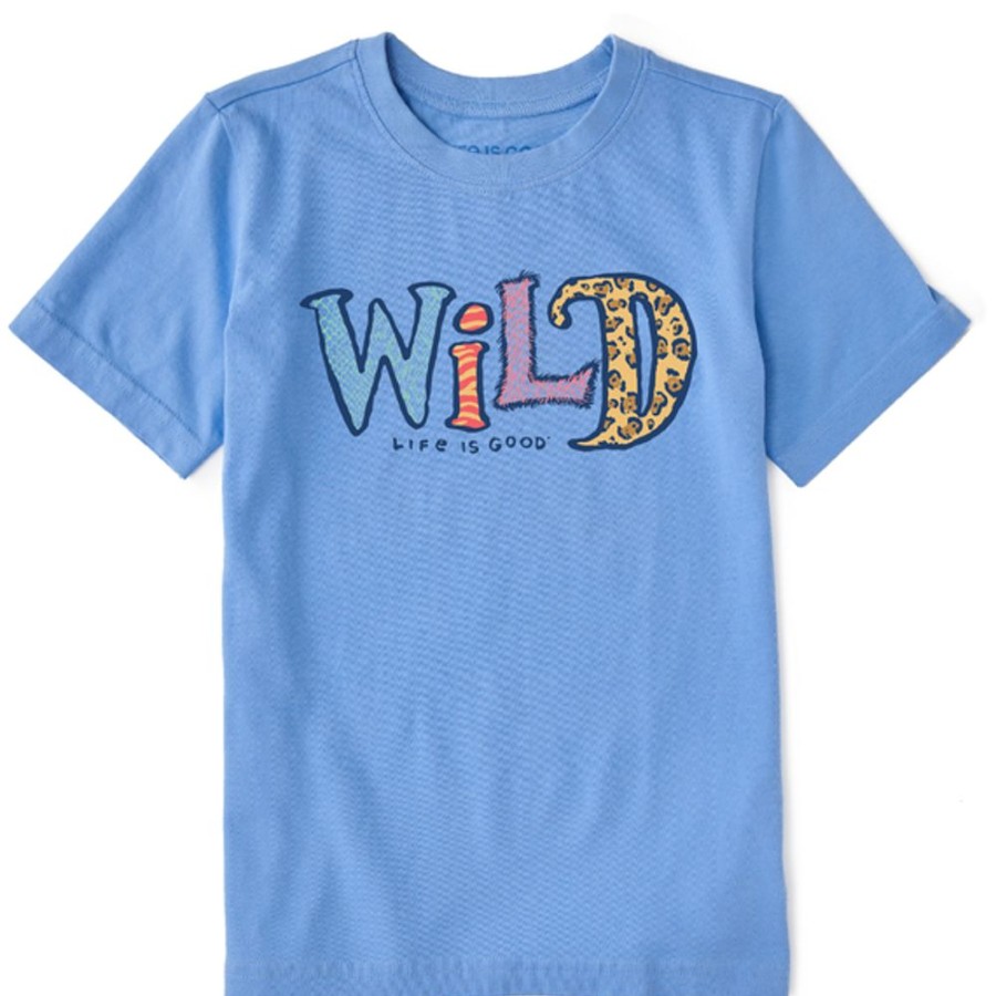 Kids Life is Good Graphic Tees | Kids Wordsmith Wild Animal Patterns Crusher Tee Cornflower Blue