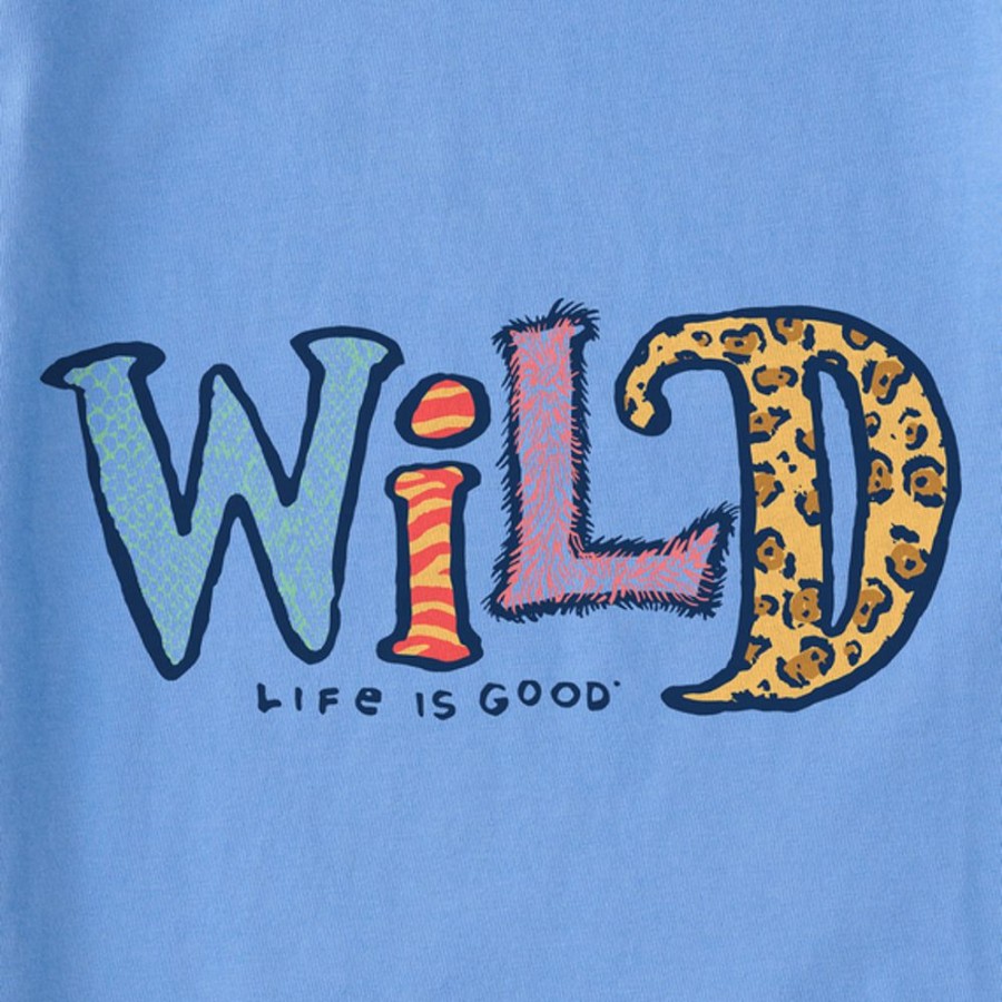 Kids Life is Good Graphic Tees | Kids Wordsmith Wild Animal Patterns Crusher Tee Cornflower Blue