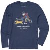 Men Life is Good Graphic Tees | Men'S Jake And Rocket Ice Skating Long Sleeve Crusher Tee Darkest Blue