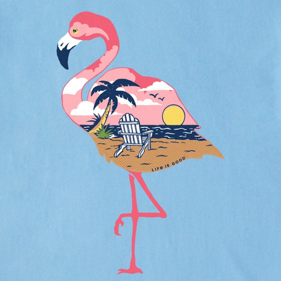 Men Life is Good Graphic Tees | Men'S Beachy Flamingo Short Sleeve Tee Cool Blue