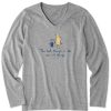 Women Life is Good Graphic Tees | Women'S Winnie Best Things Long Sleeve Crusher Vee Heather Gray