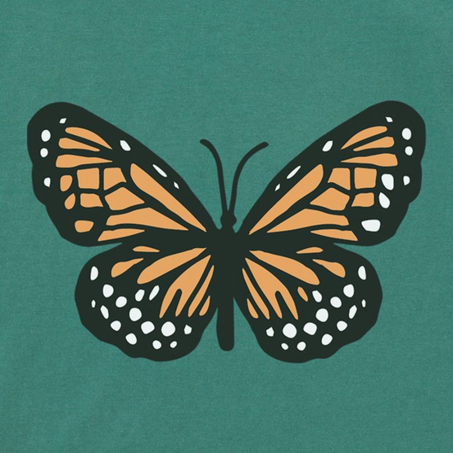 Women Life is Good Boxy Tees | Women'S Clean Butterfly Boxy Crusher Tee Spruce Green