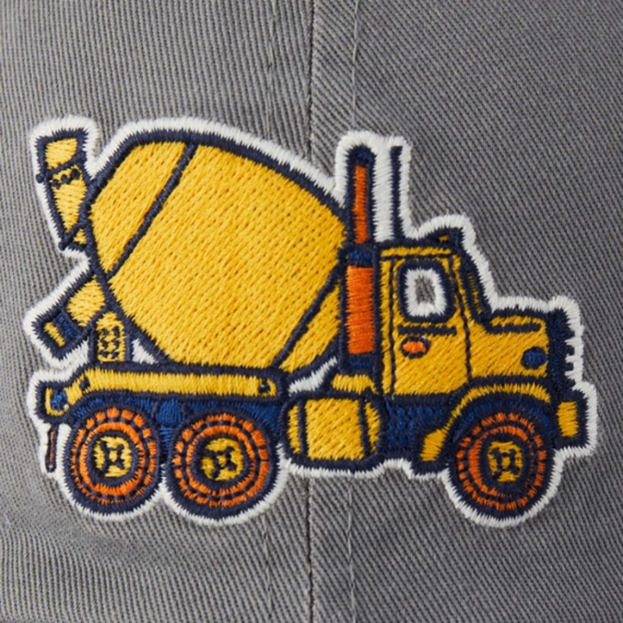 Men Life is Good Hats | Kids Big Cement Mixer Kids Chill Cap Slate Gray