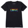 Women Life is Good Graphic Tees | Women'S Nothing Is Stronger Than Love Pride Crusher Vee Jet Black