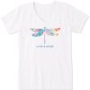 Women Life is Good Graphic Tees | Women'S Tie Dye Watercolor Dragonfly Crusher Vee Cloud White