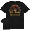 Men Life is Good Graphic Tees | Men'S San Diego Retro Palms Crusher Tee Jet Black