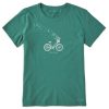 Women Life is Good Graphic Tees | Women'S Shamrock Bike Crusher Tee Spruce Green