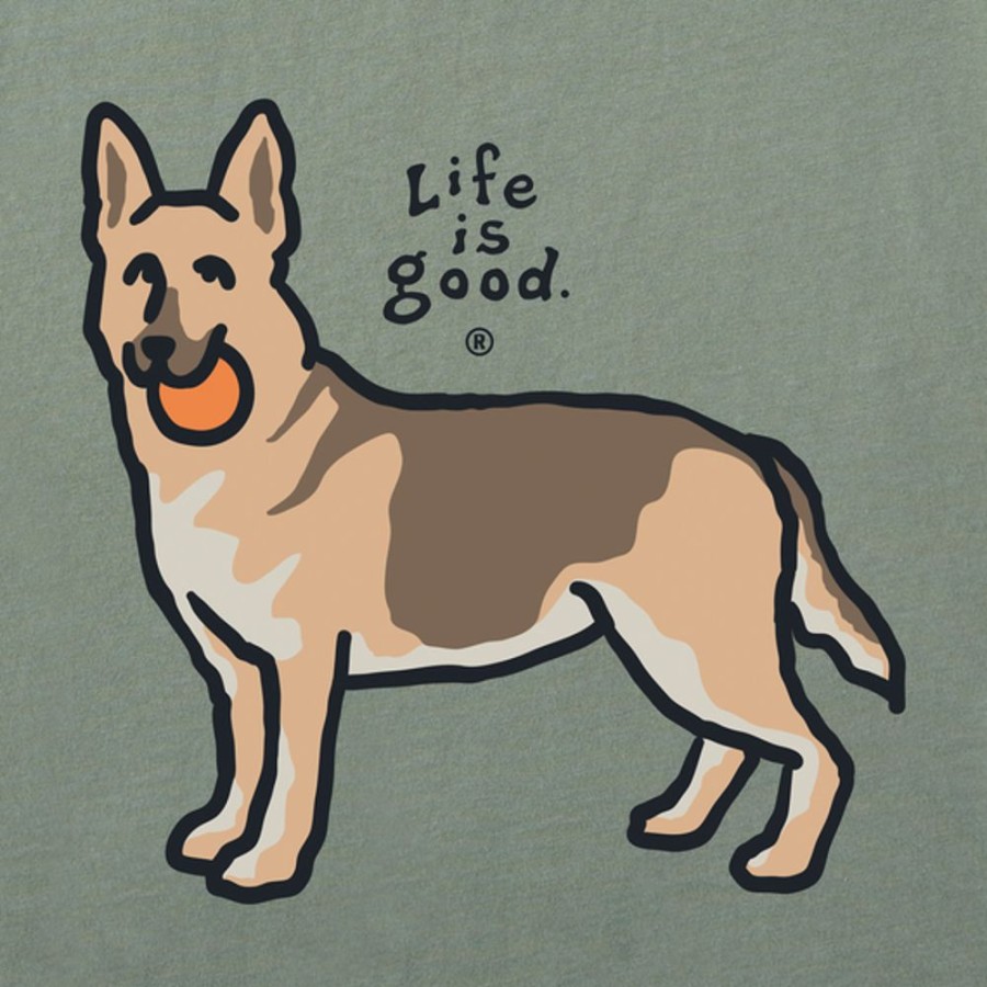 Men Life is Good Graphic Tees | Men'S Vintage Style Shepherd Crusher Tee Moss Green