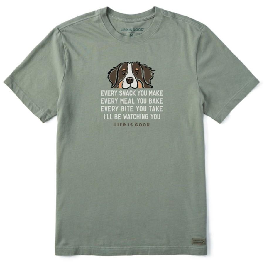 Men Life is Good Graphic Tees | Men'S I'Ll Be Watching You Bernese Short Sleeve Tee Moss Green