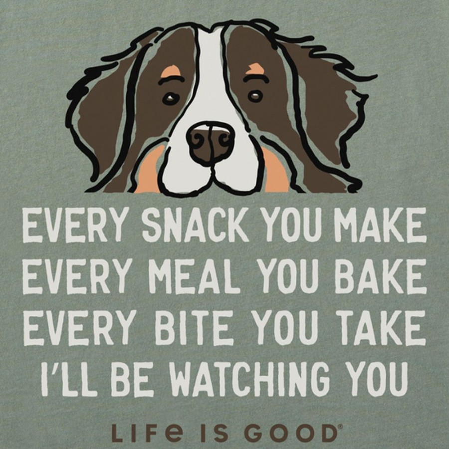 Men Life is Good Graphic Tees | Men'S I'Ll Be Watching You Bernese Short Sleeve Tee Moss Green