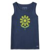 Home Life is Good Pickleball | Women'S Clean Pickleball Flower Crusher Tank Darkest Blue