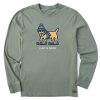 Men Life is Good Graphic Tees | Men'S Vintage Warmly Dressed Rocket Long Sleeve Crusher Tee Moss Green