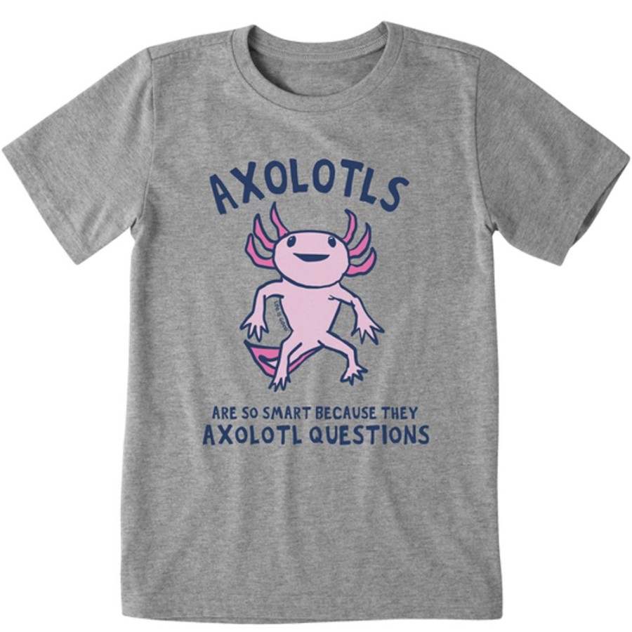 Kids Life is Good Graphic Tees | Kids Axolotls Questions Crusher Tee Heather Gray