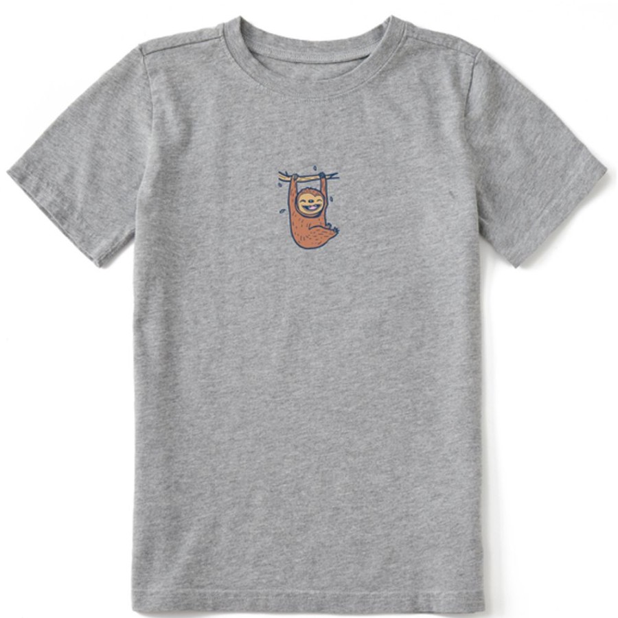 Kids Life is Good Graphic Tees | Kids Quirky Hang In There Sloth Crusher Tee Heather Gray