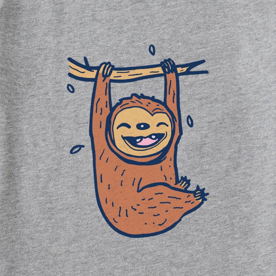 Kids Life is Good Graphic Tees | Kids Quirky Hang In There Sloth Crusher Tee Heather Gray