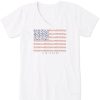 Women Life is Good Graphic Tees | Women'S Flora Flag Crusher Vee Cloud White