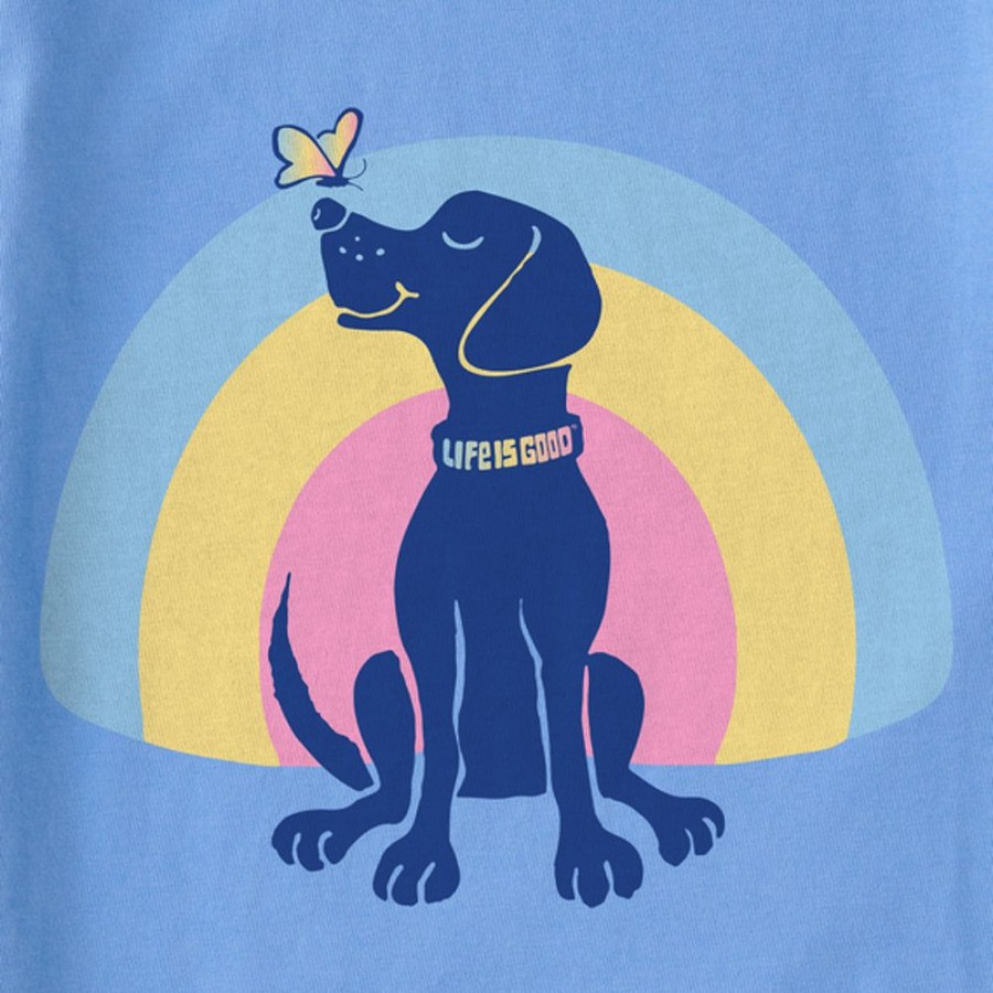 Kids Life is Good Graphic Tees | Kids Clean Rainbow Dog Crusher Tee Cornflower Blue