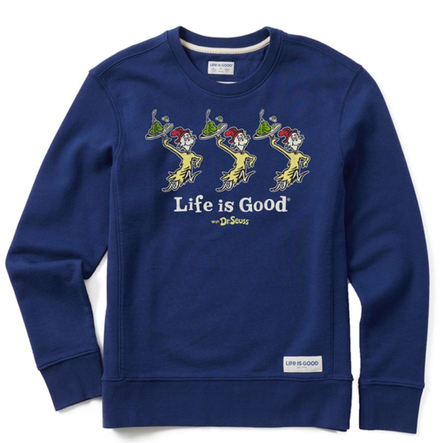 Women Life is Good Sweatshirts & Hoodies | Women'S 3 Green Eggs Simply True Fleece Crew Darkest Blue