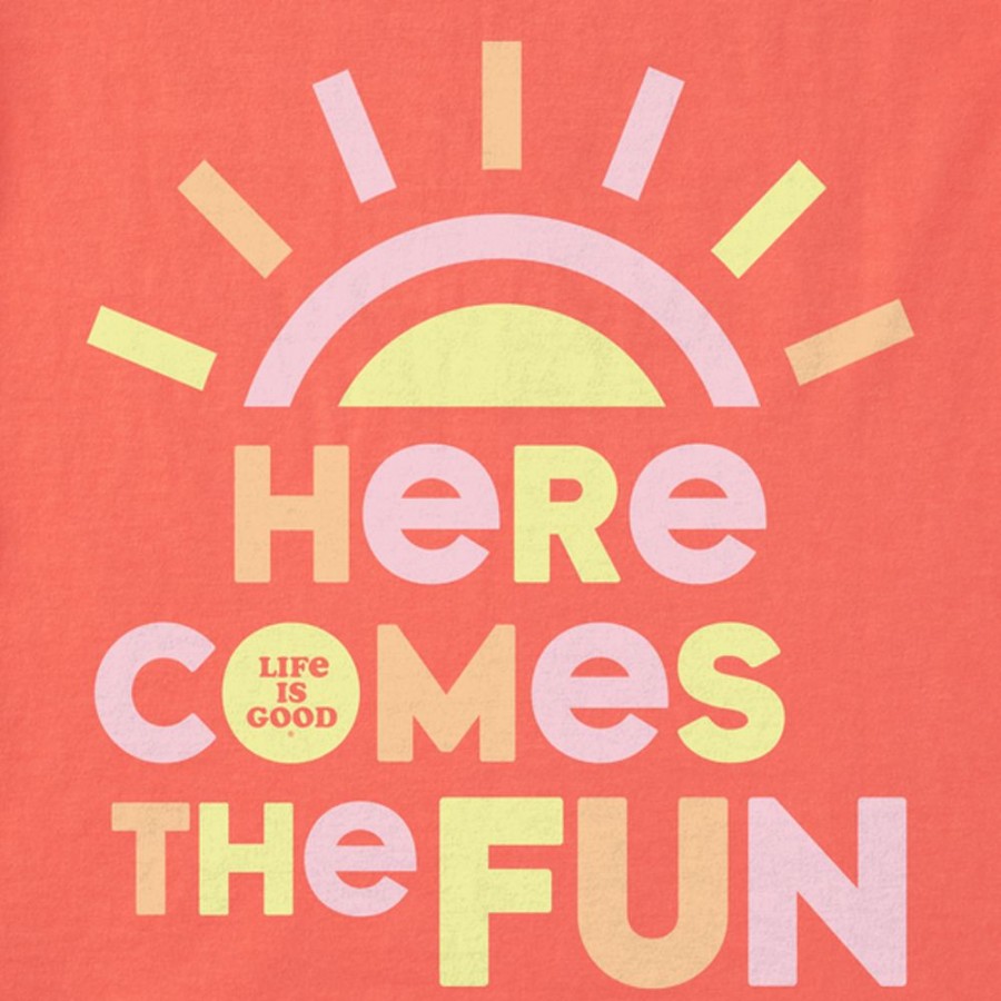 Kids Life is Good Graphic Tees | Kids Clean Here Comes The Fun Sun Crusher Tee Mango Orange