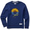 Women Life is Good Sweatshirts & Hoodies | Women'S Macro-Micro Sunflower Bike Ride Simply True Fleece Crew Darkest Blue