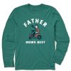 Men Life is Good Graphic Tees | Men'S Father Mows Best Long Sleeve Crusher Tee Spruce Green