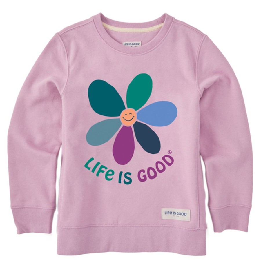 Kids Life is Good Sweatshirts & Hoodies | Kids Happy Daisy Simply True Fleece Crew Violet Purple