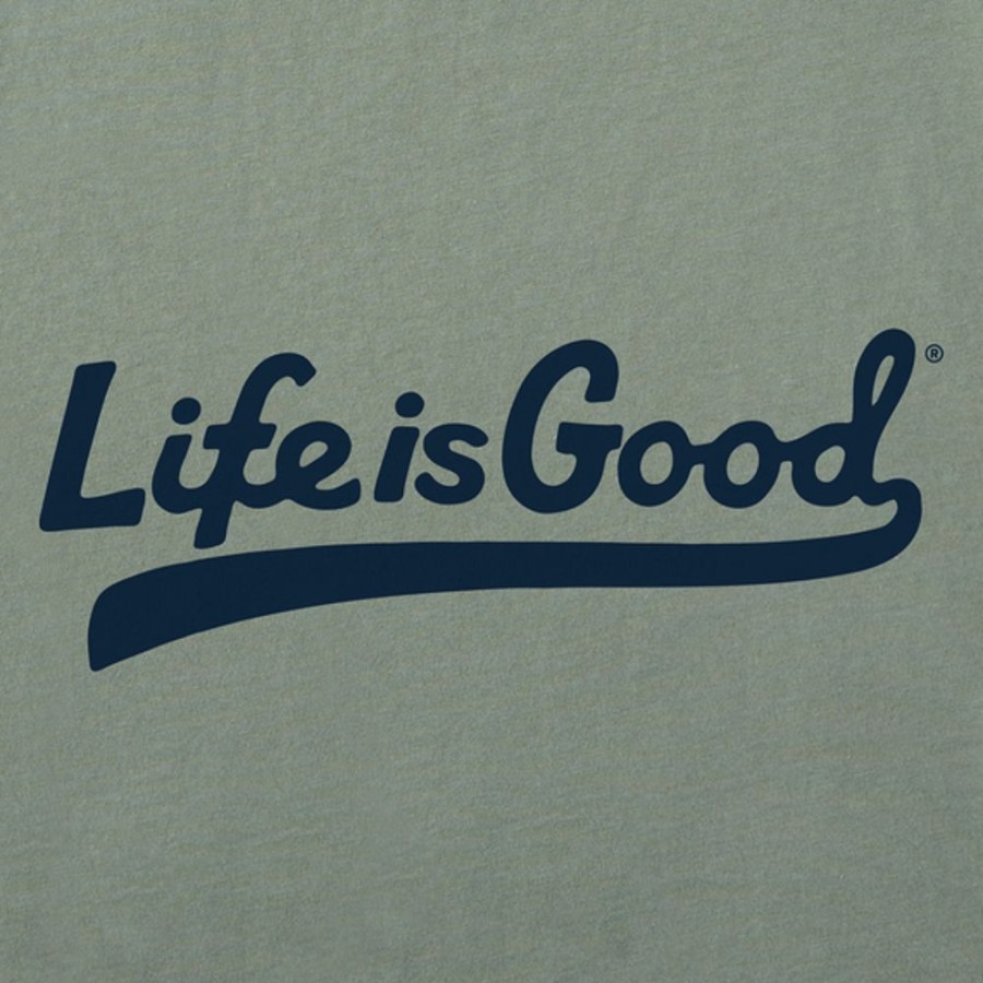 Men Life is Good Sweatshirts & Hoodies | Men'S Branded Athletic Ballyard Script Simply True Fleece Crew Moss Green