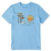 Men Life is Good Graphic Tees | Men'S Quirky Wave Palm Sun Crusher Tee Cool Blue