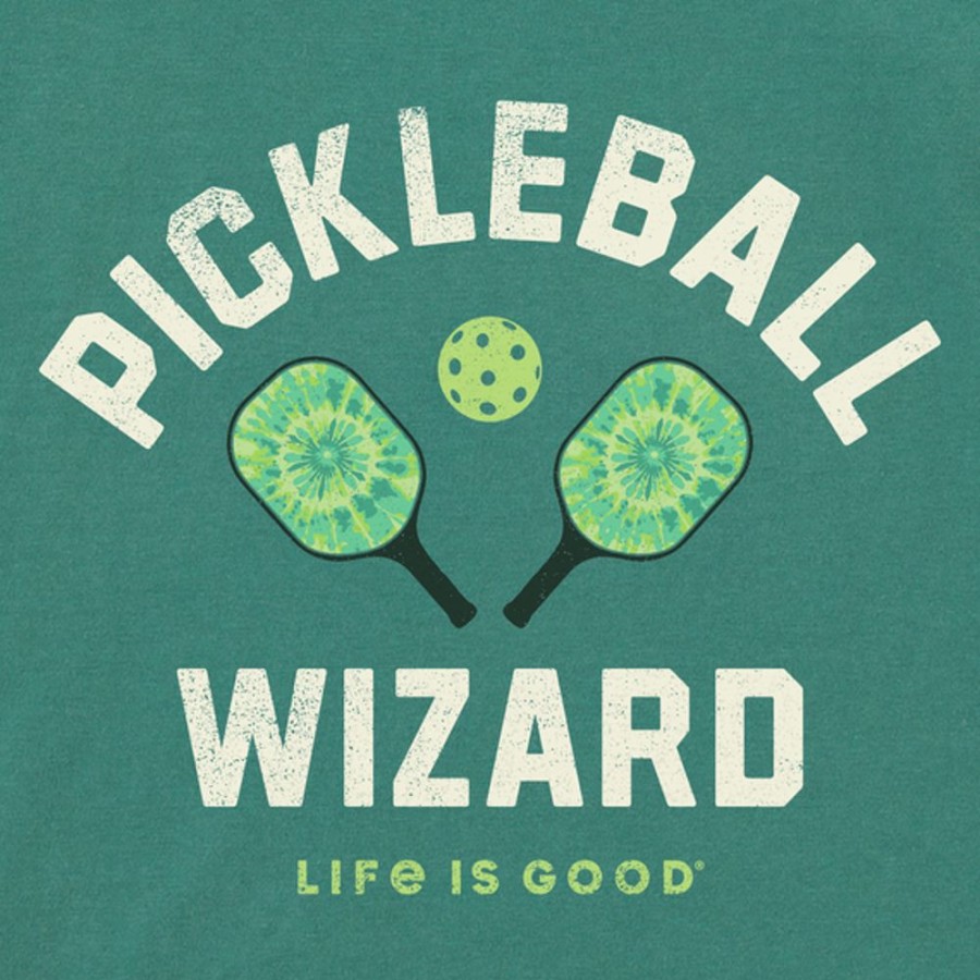 Home Life is Good Pickleball | Men'S Tie Dye Pickleball Wizard Simply True Fleece Hoodie Spruce Green