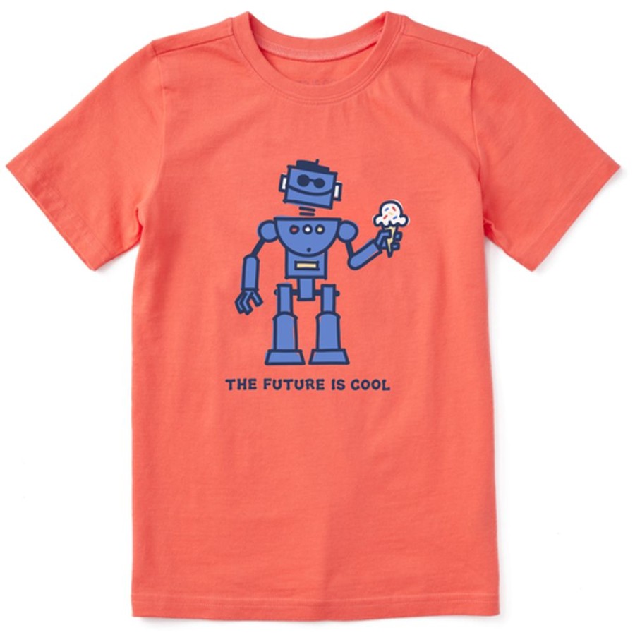 Kids Life is Good Graphic Tees | Kids Cool Robot Crusher Tee Mango Orange