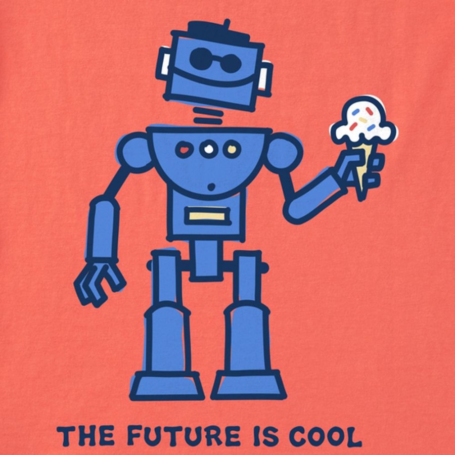 Kids Life is Good Graphic Tees | Kids Cool Robot Crusher Tee Mango Orange