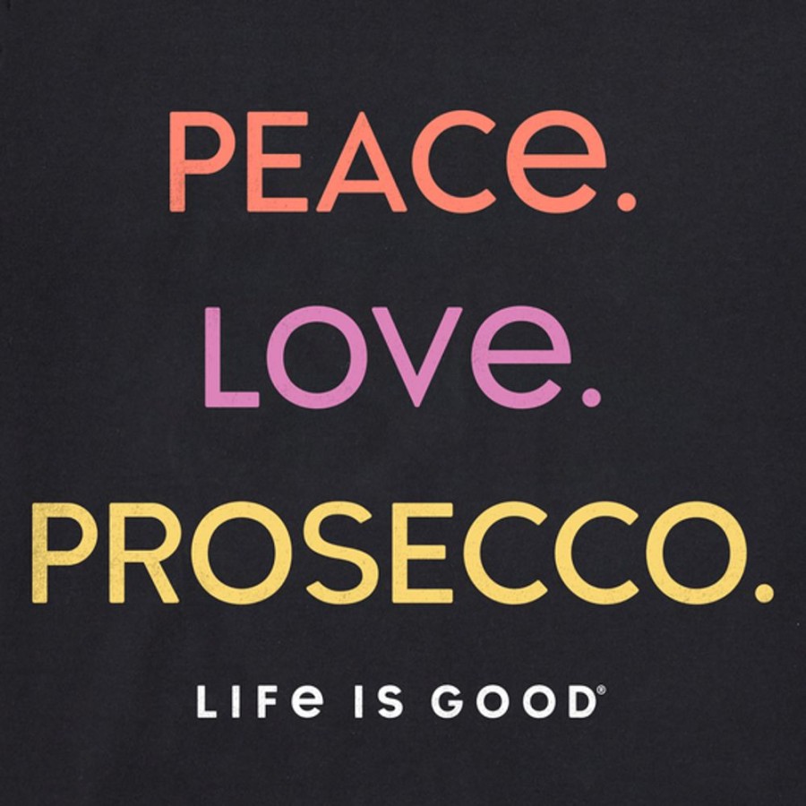 Women Life is Good Sweatshirts & Hoodies | Women'S Peace Love Prosecco Simply True Fleece Crew Jet Black