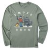 Men Life is Good Graphic Tees | Men'S Vintage Snowy Smoke Show Jake & Rocket Long Sleeve Crusher Tee Moss Green