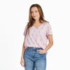 Women Life is Good Graphic Tees | Women'S Flamingo Pattern Crusher-Lite Easy Vee Seashell Pink