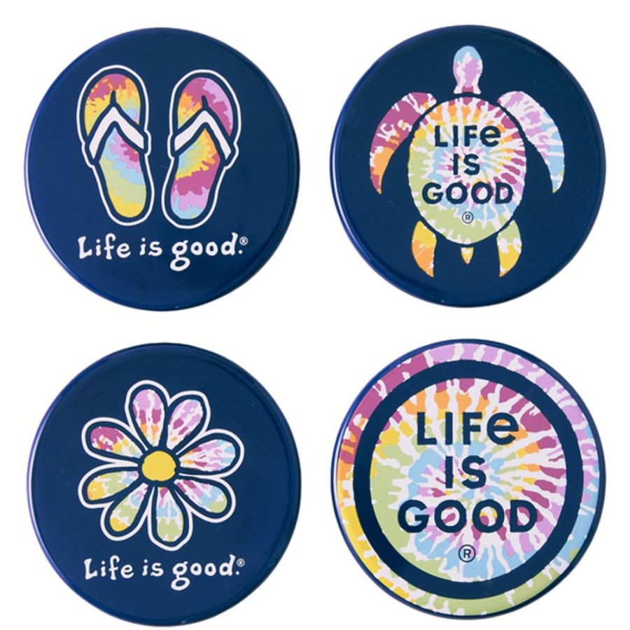 Home Life is Good Coasters | Tie Dye Coaster Set Darkest Blue