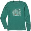 Women Life is Good Graphic Tees | Women'S Magic Fox In Snowy Woods Long Sleeve Crusher Tee Spruce Green