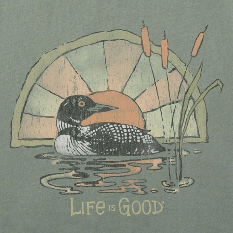 Men Life is Good Graphic Tees | Men'S Dreamy Loon Short Sleeve Tee Moss Green