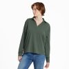 Women Life is Good Henley & Thermals | Women'S Solid Crusher-Flex Collared Pullover Dark Moss Green