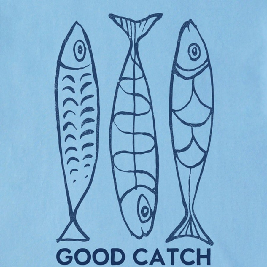 Men Life is Good Sweatshirts & Hoodies | Men'S Good Catch Fish Sketch Simply True Fleece Zip Hoodie Cool Blue