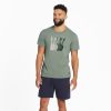 Men Life is Good Active & Slub Tops | Men'S Simple Peace Guitars Textured Slub Tee Moss Green