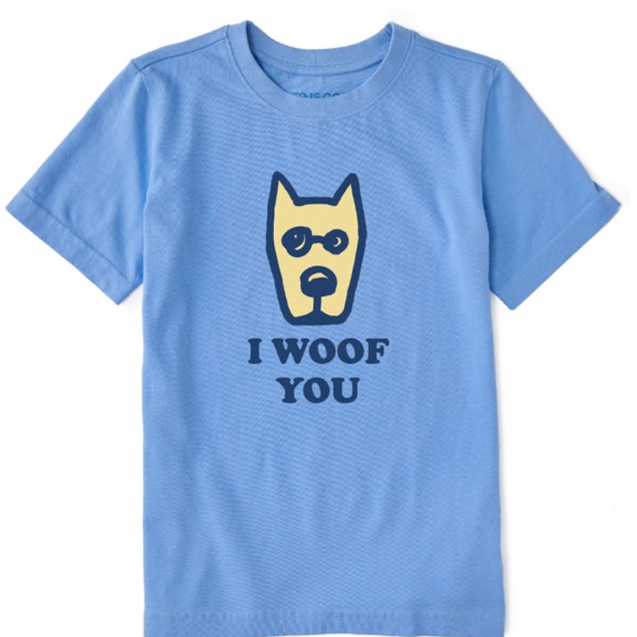 Kids Life is Good Graphic Tees | Kids Vintage I Woof You Rocket Crusher Tee Cornflower Blue