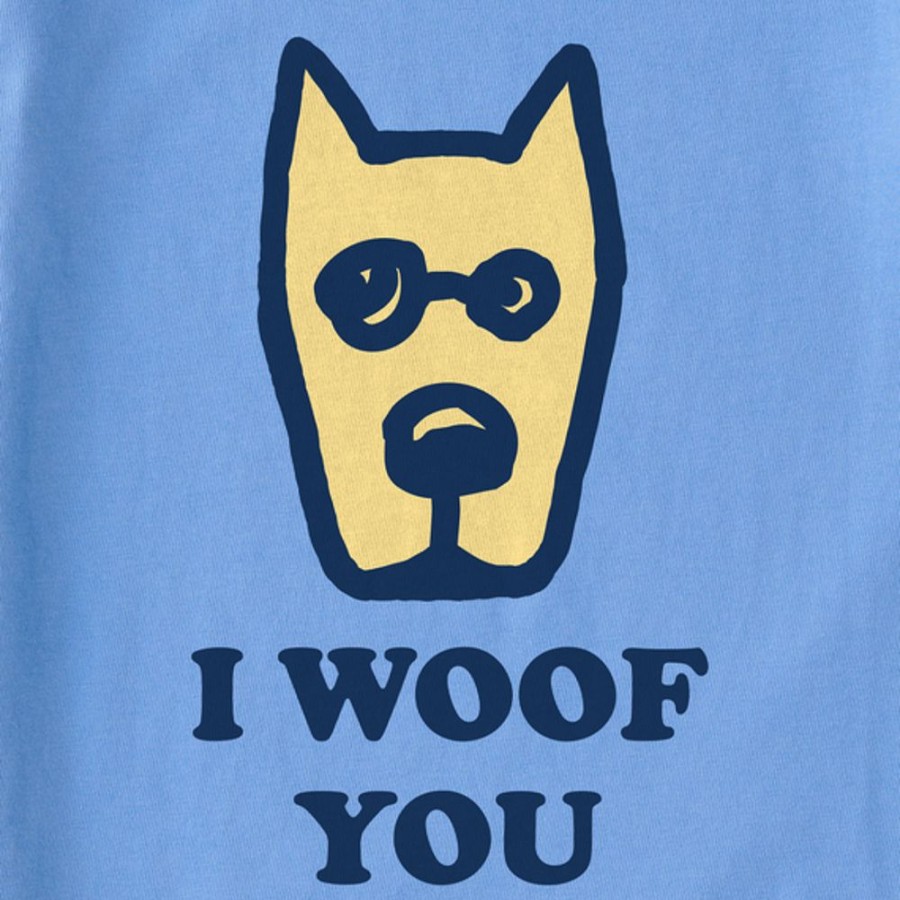 Kids Life is Good Graphic Tees | Kids Vintage I Woof You Rocket Crusher Tee Cornflower Blue