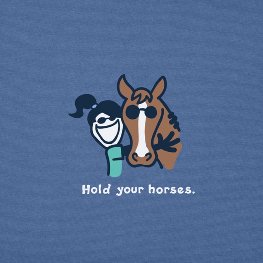 Kids Life is Good Graphic Tees | Kids Hold Your Horses Crusher Tee Vintage Blue