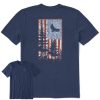 Men Life is Good Graphic Tees | Men'S Woodcut Pine Tree Flag Short Sleeve Tee Darkest Blue