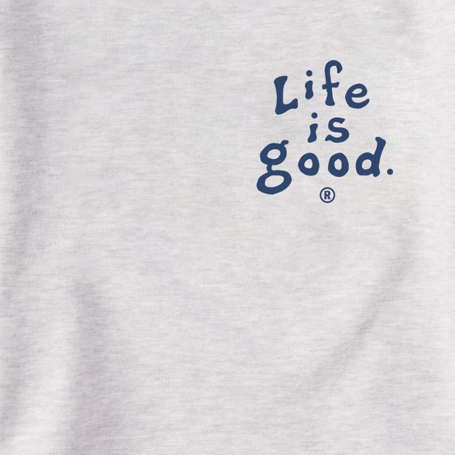 Men Life is Good Sweatshirts & Hoodies | Men'S Lig Vintage Wordmark Stacked Simply True Fleece Crew Light Heather Gray